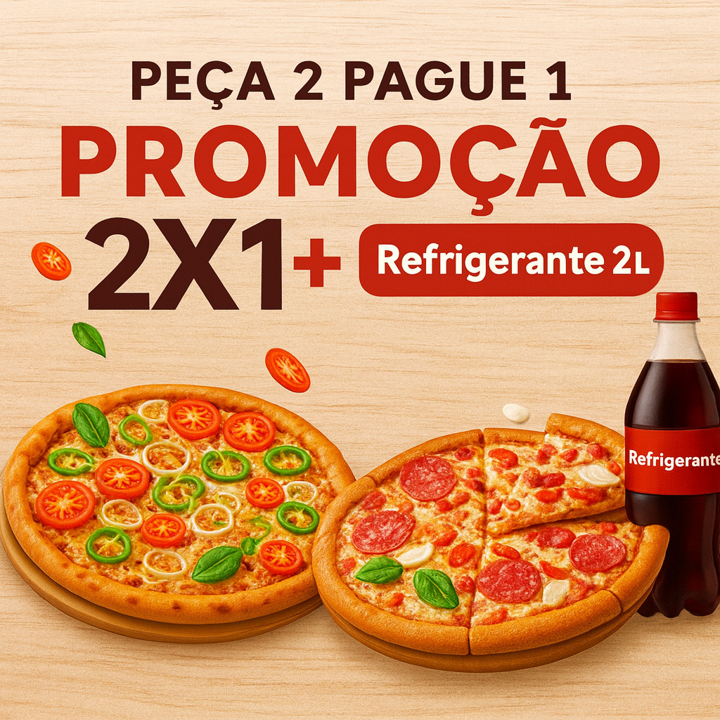 2 Pizza M + 1 Refrigerante 2 Litros